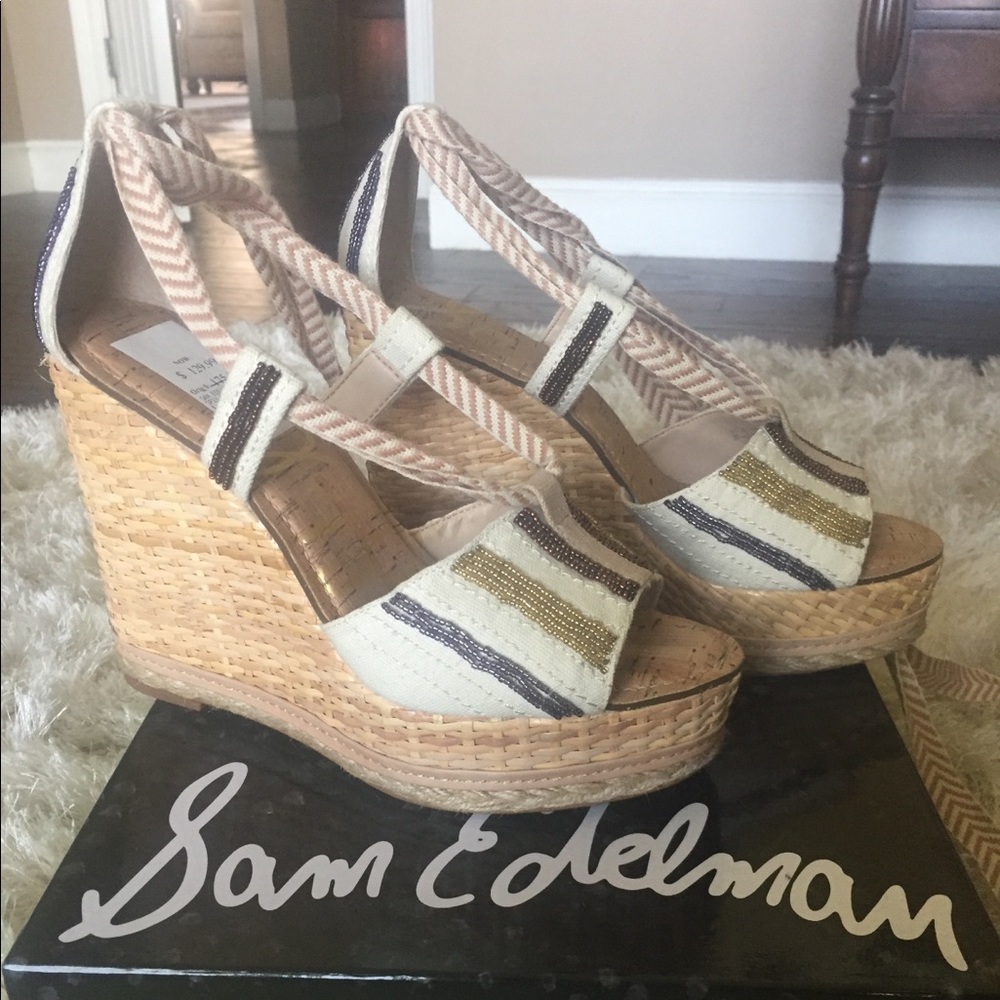 Sam Edelman Trey, Metallic Canvas wedges